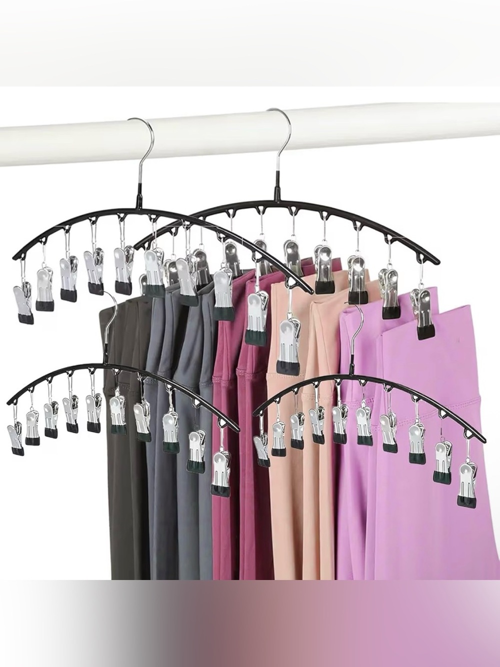 4 Pack Legging Organizer Closet Hanger Space Saving Metal Rack Holds 40 Pairs